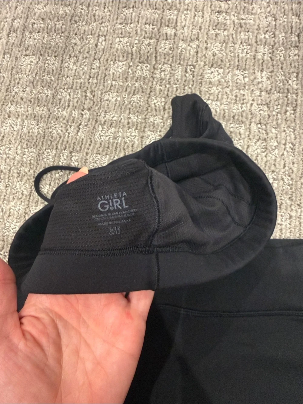 Athleta Black Crisscross Strappy Sports Bra and shorts